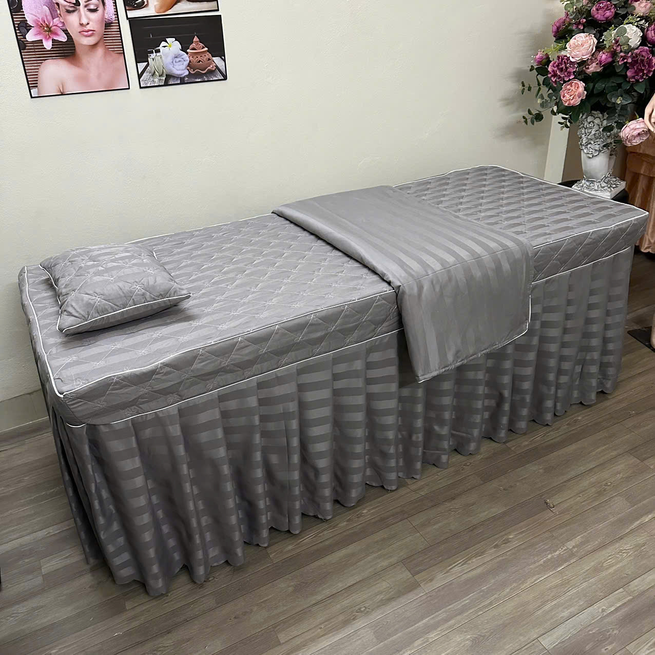 drap giường spa màu xám