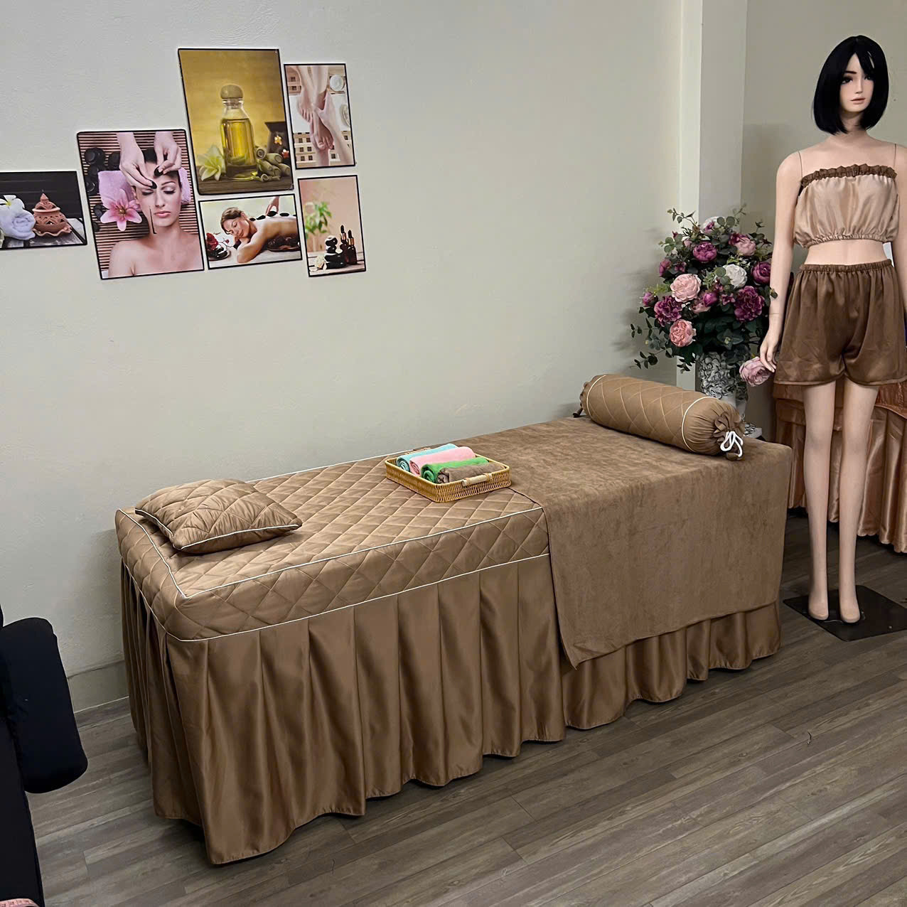 ga trải giường spa màu nâu