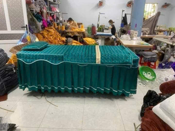 drap giường spa màu xanh