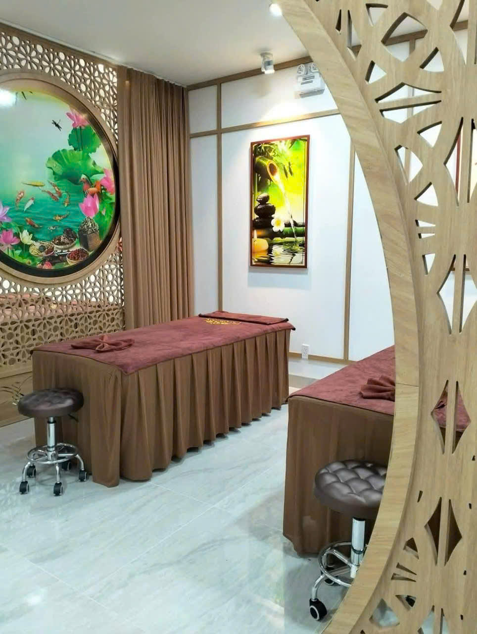 ga trải giường spa màu nâu