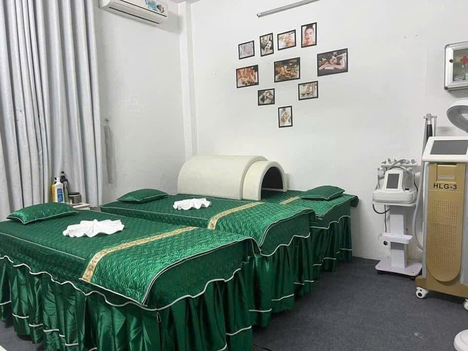 drap trải giường spa màu xanh
