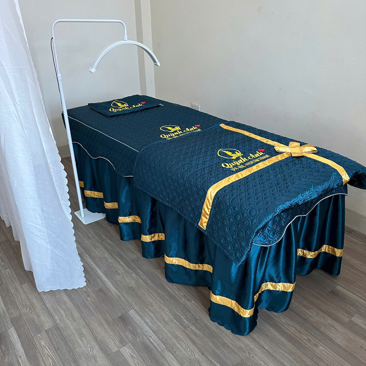 Drap giường spa màu xanh- VT05