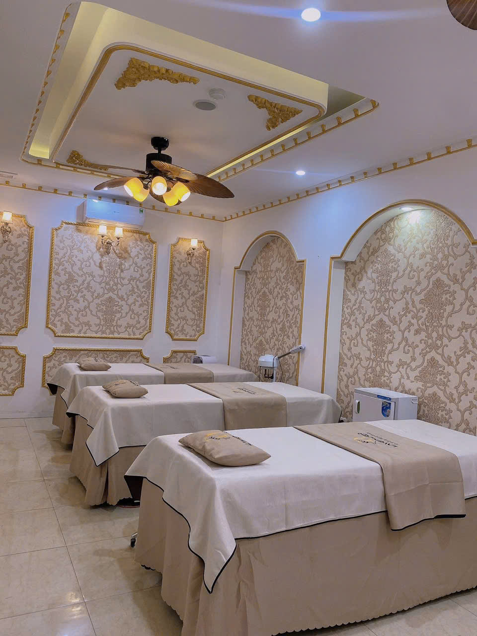 Drap giường spa màu xanh- VT05